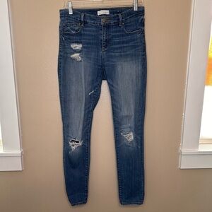 Loft Women's Modern Skinny Distressed Blue Jeans Size 27/4